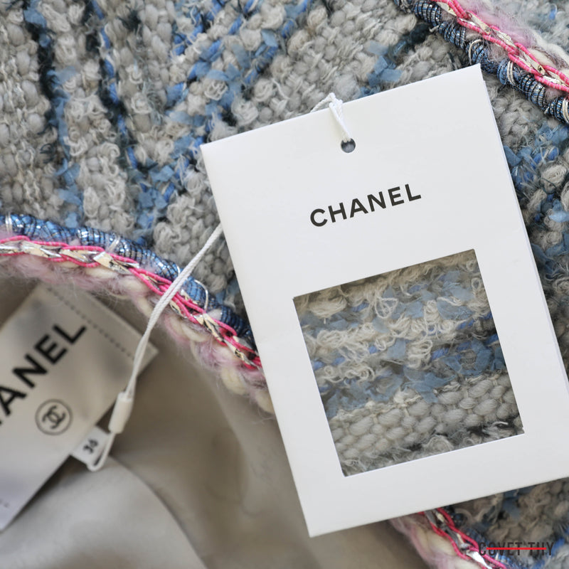 Chanel Womens Blue/Pink/Grey Fantasy Tweed Blazer, New w/ Tags, Size 36
