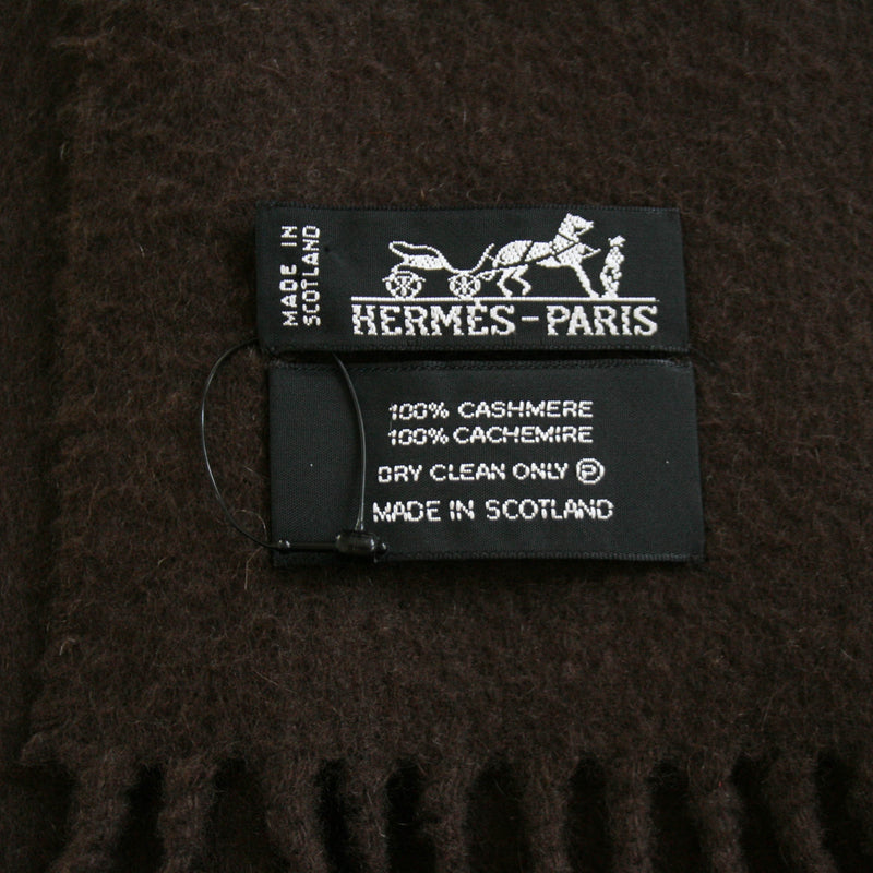 Hermes Cashmere "Etole" Stole or Throw, Chocolate Brown