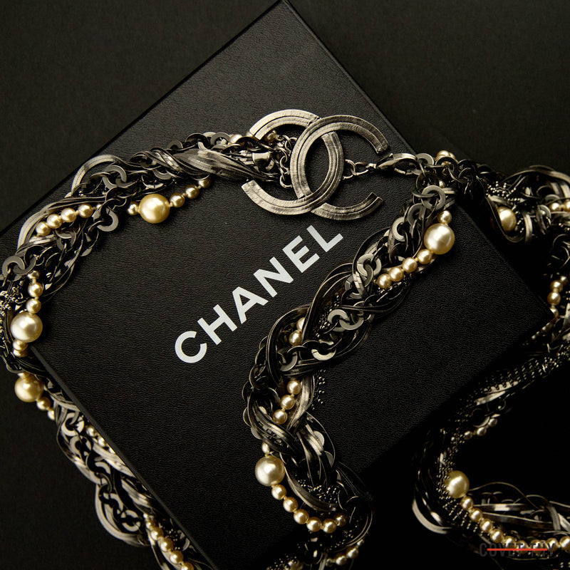 Chanel Double CC Belt with Braided Chain, Size 85