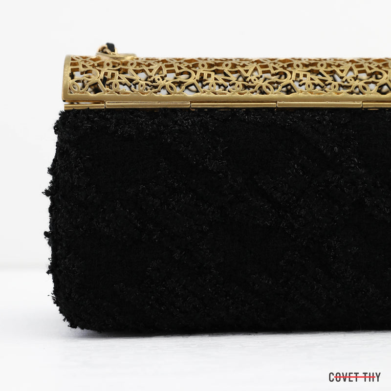 Chanel Gold Metal, Black Tweed Evening Bag, Size XS 2022 – CovetThy