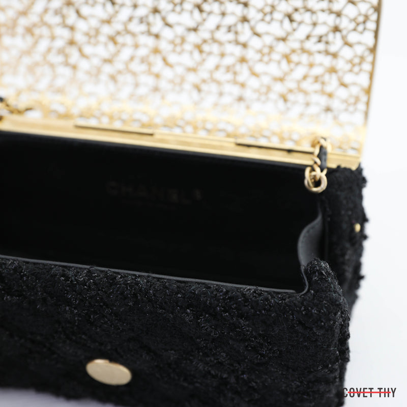 Chanel Tweed Signature Chain Hobo Bag