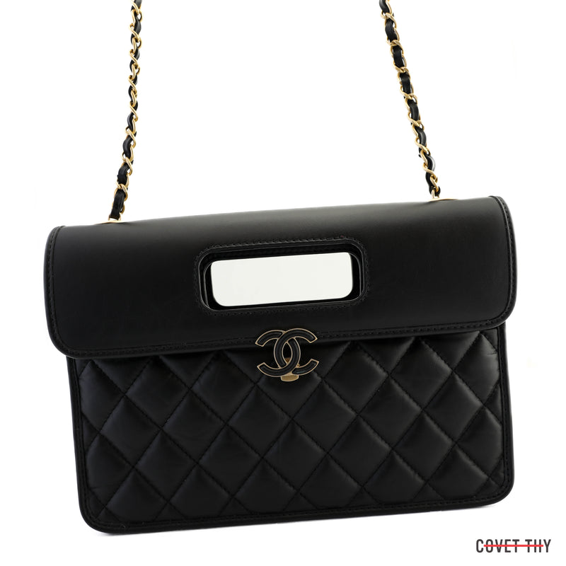 Chanel 2023 Flapbag with Handle, CC Clasp and Chain, Black