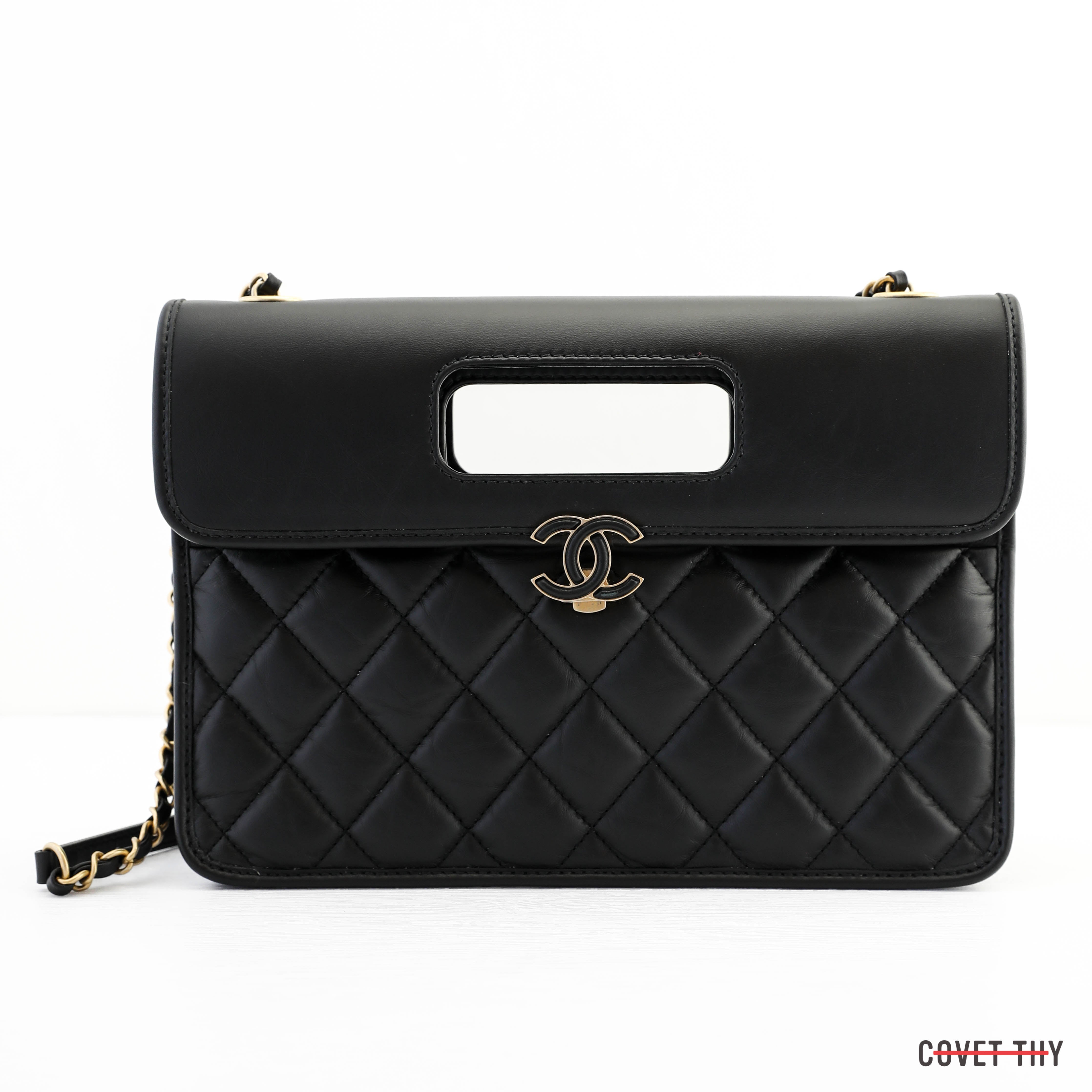 CHANEL Large Classic Handbag Chain Shoulder Bag Flap Black Caviar g66 in  2023