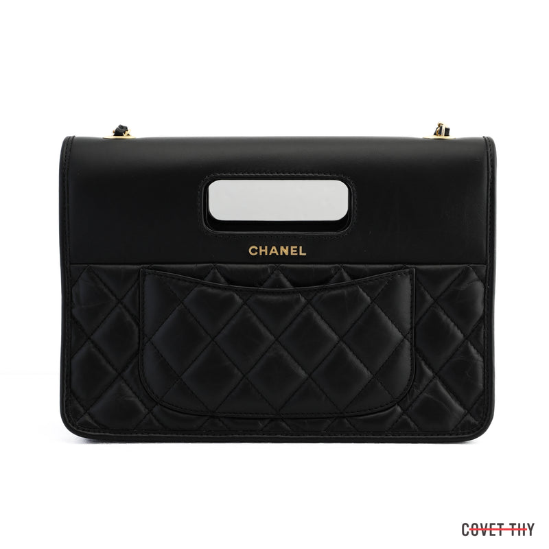 Chanel 2023 Flapbag with Handle, CC Clasp and Chain, Black – CovetThy