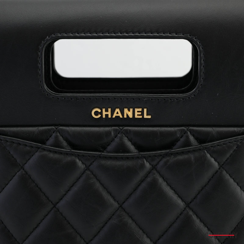 Chanel 2023 Flapbag with Handle, CC Clasp and Chain, Black