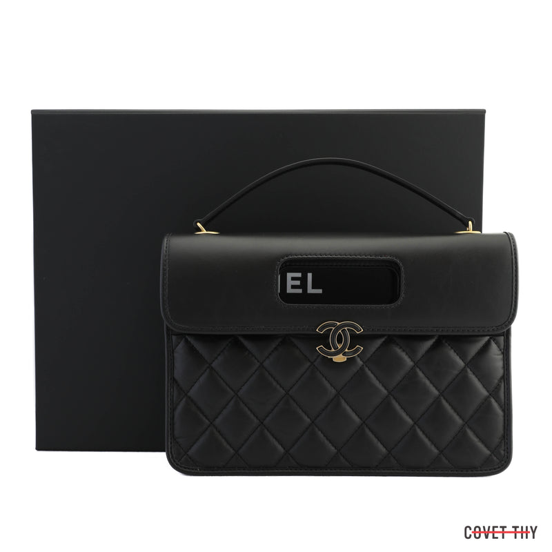 Chanel 2023 Flapbag with Handle, CC Clasp and Chain, Black