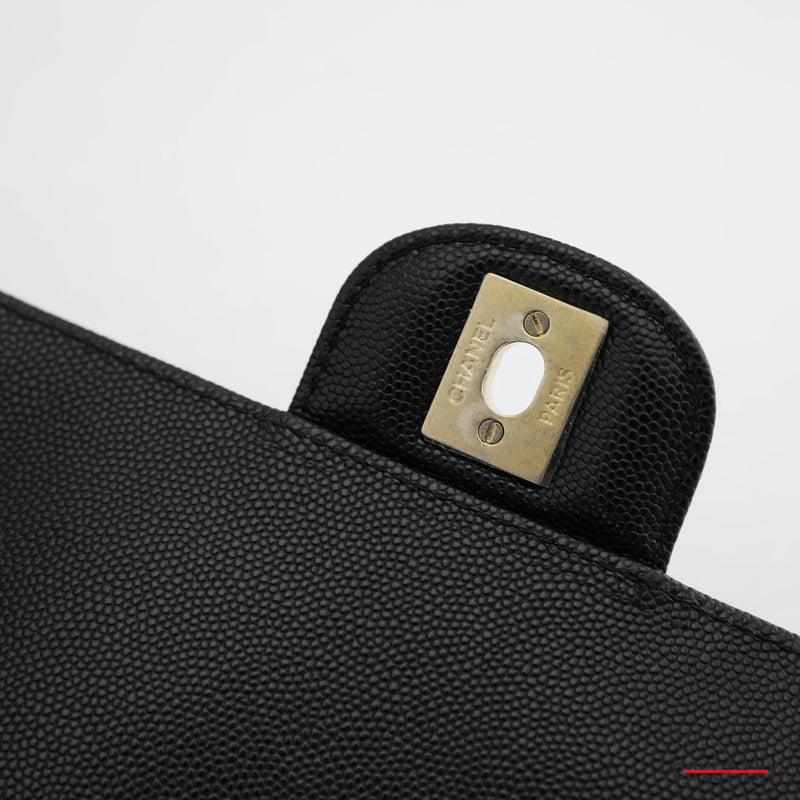 Chanel Caviar Black Diamond Quilted Large Satchel CC, w/ Gold Chain 2022
