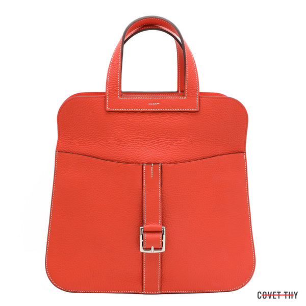 Hermes Poppy Halzan 31cm in Clemence, Palladium Hardware