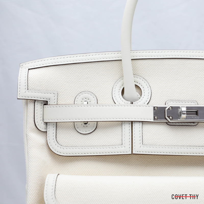HERMES Birkin 35cm Cargo Ecru Nata Toile Goeland Palladium Hardware, Box New 2021