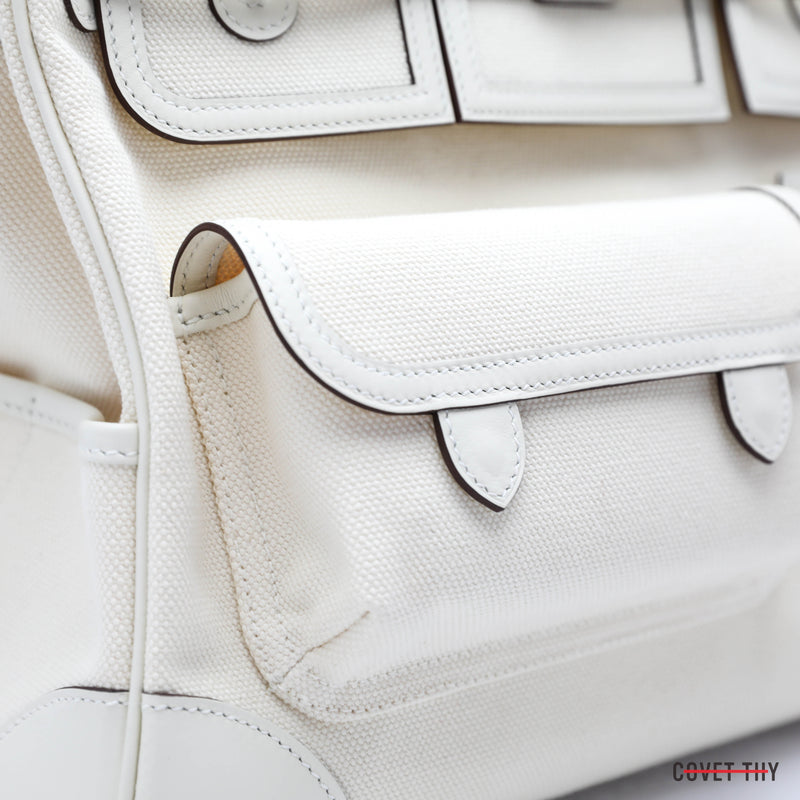 HERMES Birkin 35cm Cargo Ecru Nata Toile Goeland Palladium Hardware, Box New 2021