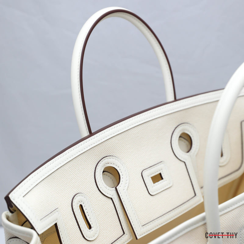 HERMES Birkin 35cm Cargo Ecru Nata Toile Goeland Palladium Hardware, Box New 2021
