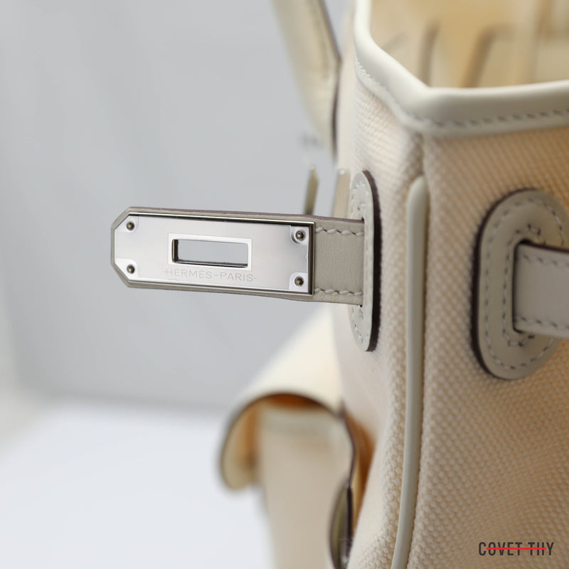 HERMES Birkin 35cm Cargo Ecru Nata Toile Goeland Palladium Hardware, Box New 2021