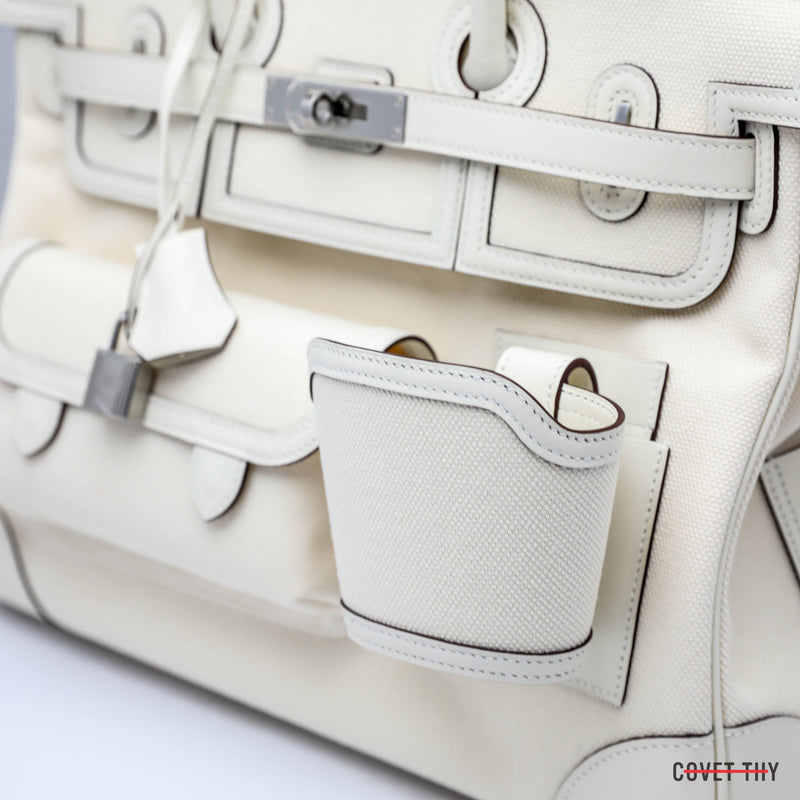 HERMES Birkin 35cm Cargo Ecru Nata Toile Goeland Palladium Hardware, Box New 2021