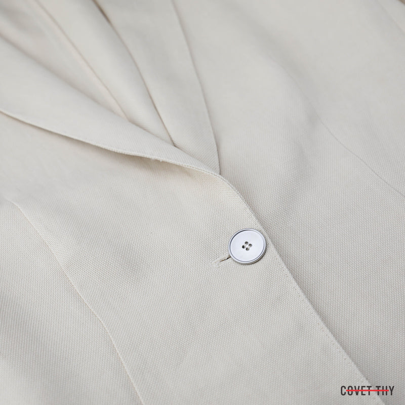 Hermes Womens Unlined 100% Linen Single Vent Pant Suit, French Size 42 Pant, 44 Jacket