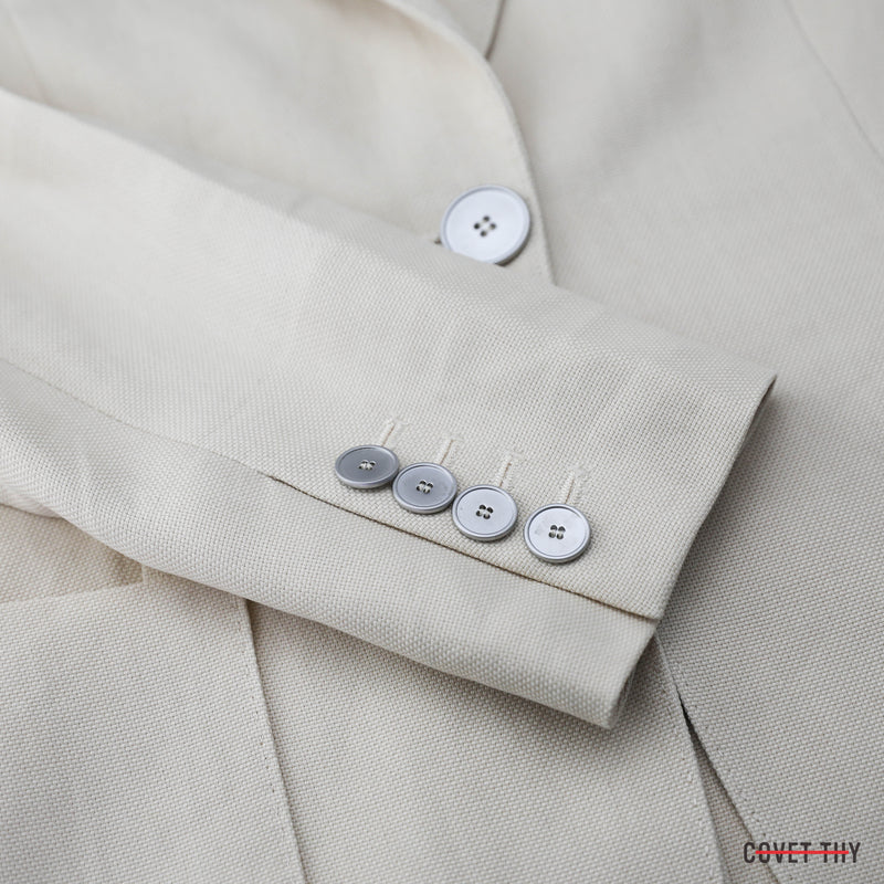 Hermes Womens Unlined 100% Linen Single Vent Pant Suit, French Size 42 Pant, 44 Jacket