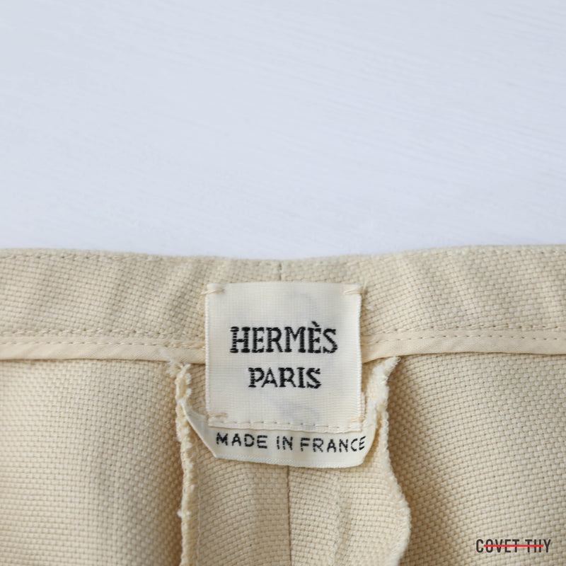 Hermes Womens Unlined 100% Linen Single Vent Pant Suit, French Size 42 Pant, 44 Jacket