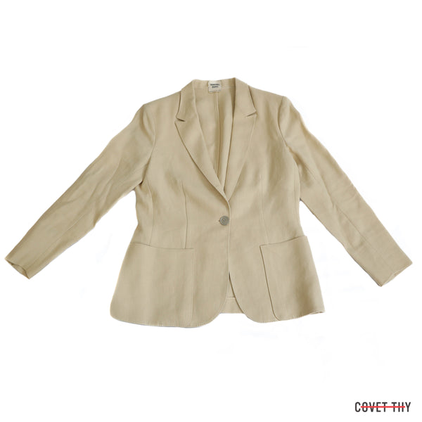 Hermes Womens Unlined 100% Linen Single Vent Pant Suit, French Size 42 Pant, 44 Jacket