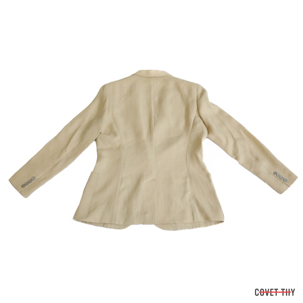 Hermes Womens Unlined 100% Linen Single Vent Pant Suit, French Size 42 Pant, 44 Jacket