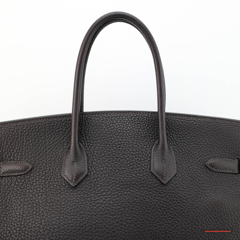 35cm Hermes Ebene Togo Birkin with Palladium Hardware