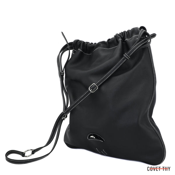 Noir Evercolor Calfskin Hermes Bridado Bag/Backpack with Dust Bag