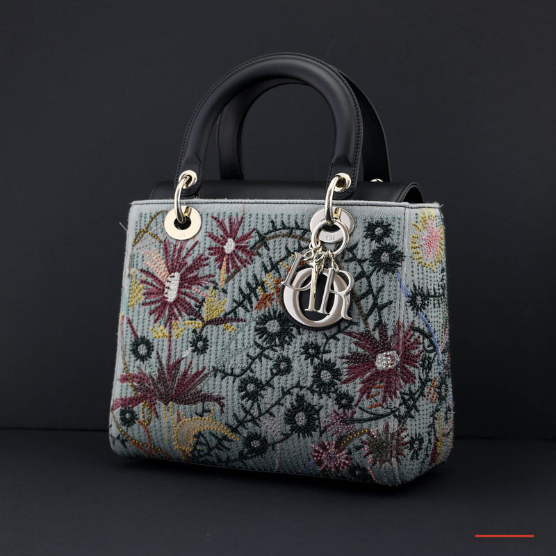 Dior Lady Jardin De Minuit Black Leather Handbag