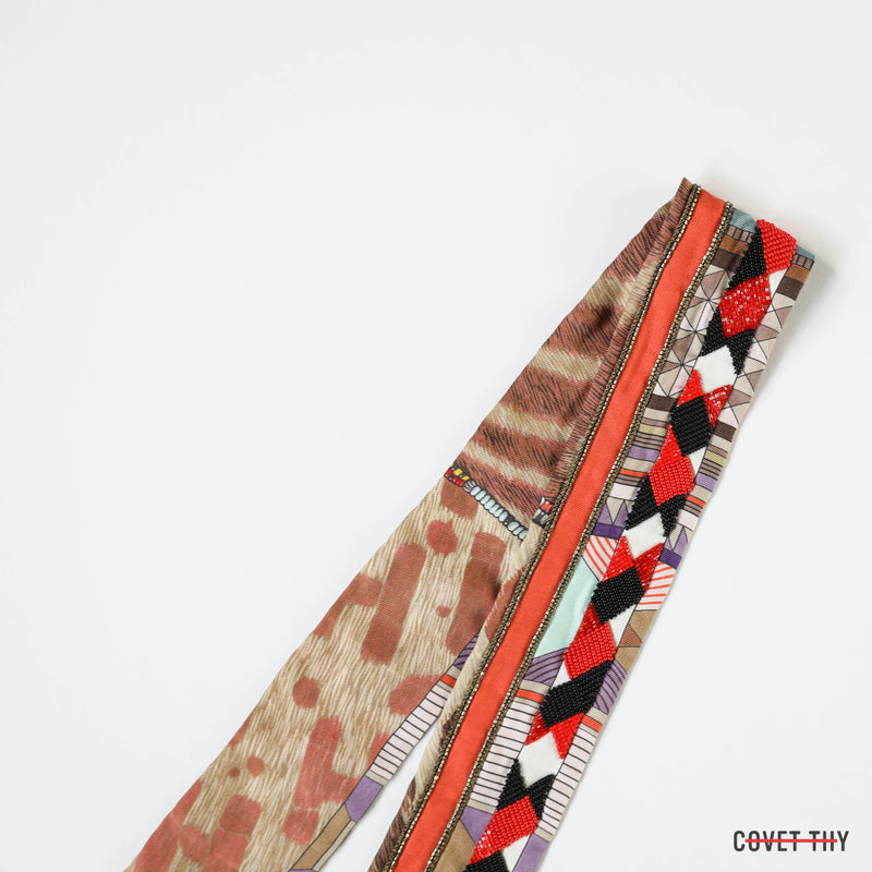 Hermes Embroidered Beaded Pelages et Camouflage Twilly