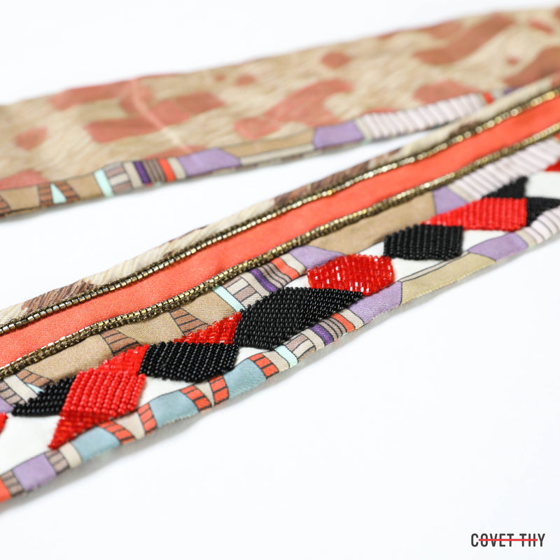 Hermes Embroidered Beaded Pelages et Camouflage Twilly
