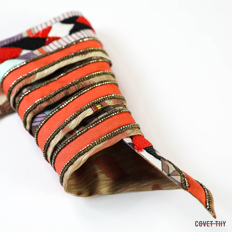 Hermes Embroidered Beaded Pelages et Camouflage Twilly