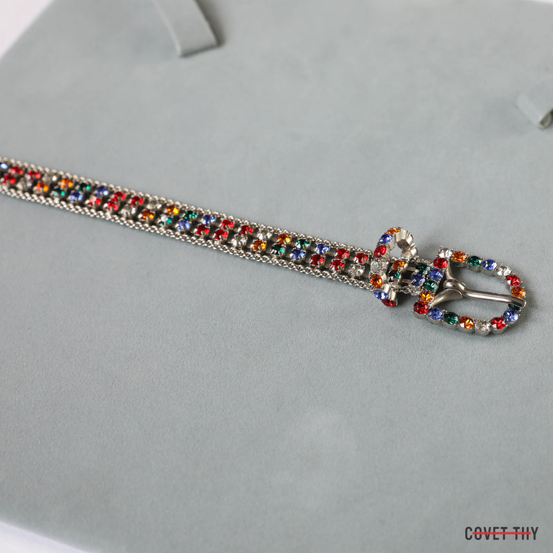 Dior Rhinestone Belt, Multicolor with Original Pouch
