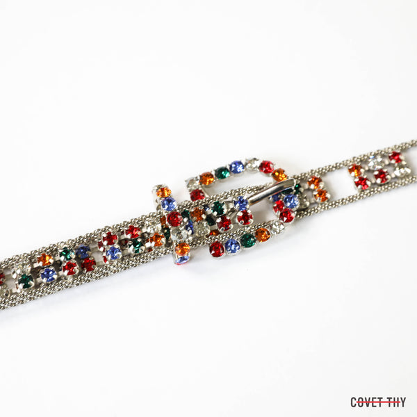 Adjustable Multicolor Dior Rhinestone Belt