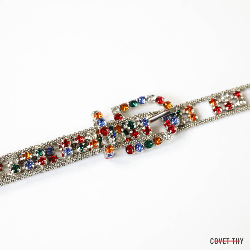 Adjustable Multicolor Dior Rhinestone Belt