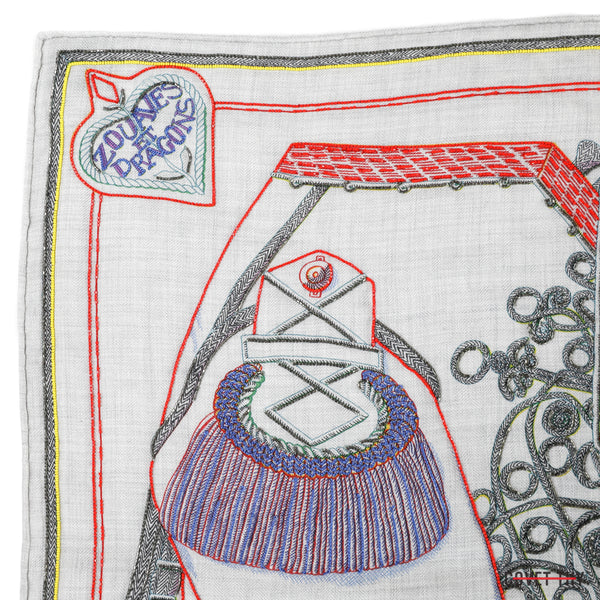 Hermes Precieux Zouaves Et Dragon Shawl, 90cm