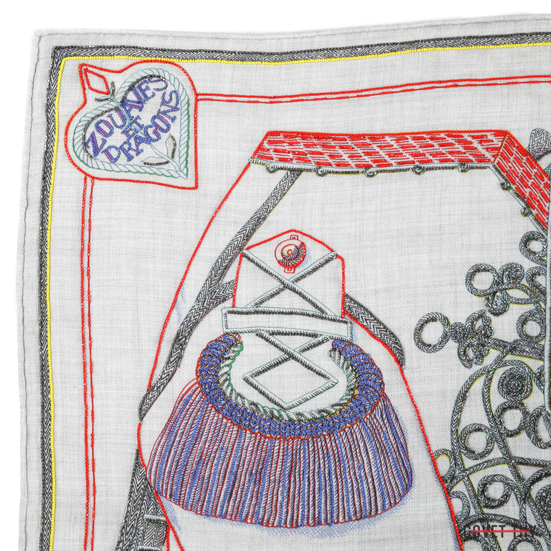Hermes Precieux Zouaves Et Dragon Shawl, 90cm