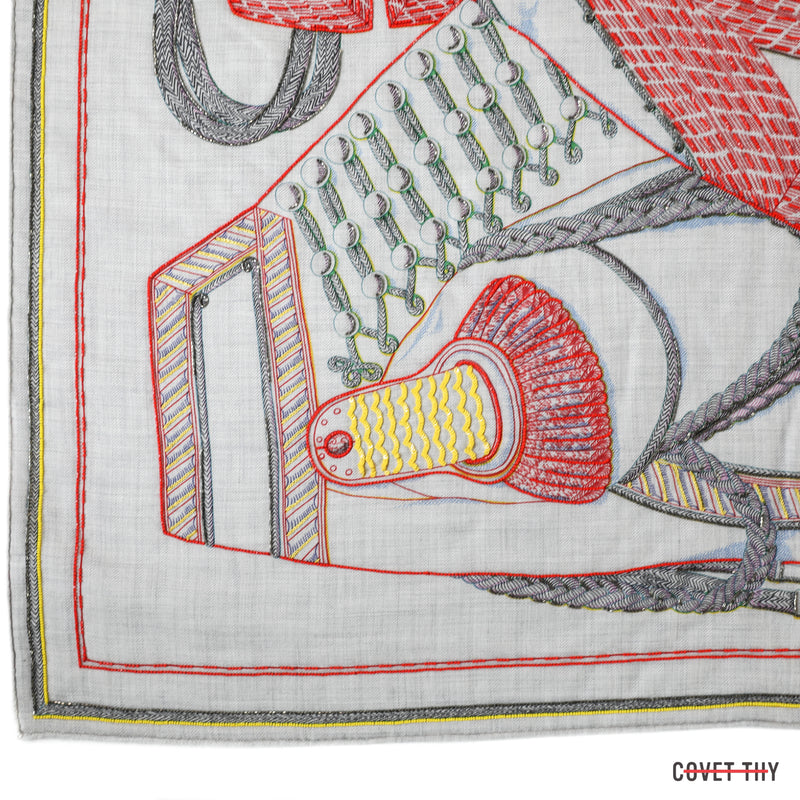 Hermes Precieux Zouaves Et Dragon Shawl, 90cm