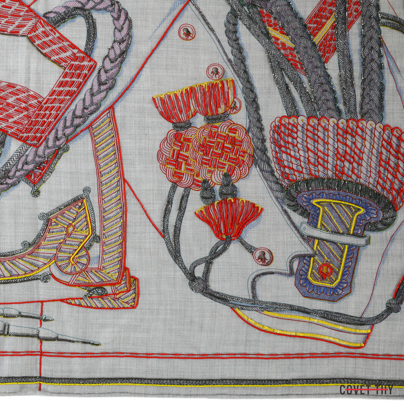 Hermes Precieux Zouaves Et Dragon Shawl, 90cm