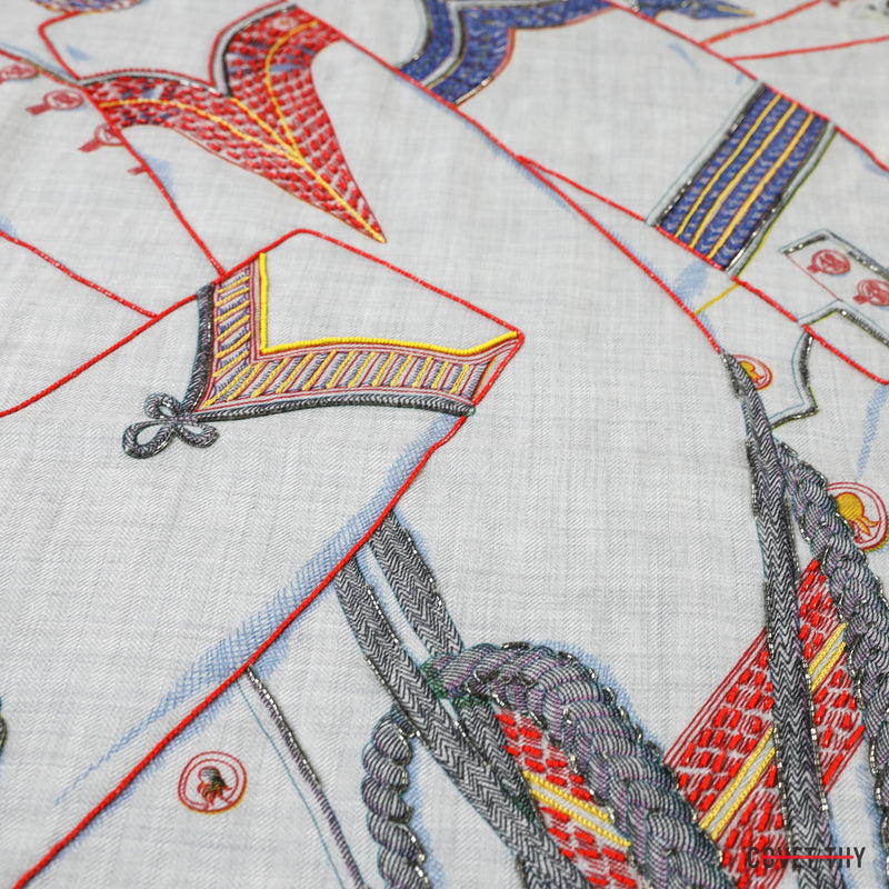 Hermes Precieux Zouaves Et Dragon Shawl, 90cm