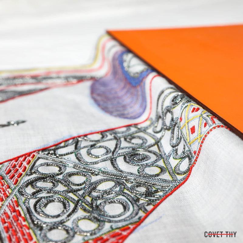 Hermes Precieux Zouaves Et Dragon Shawl, 90cm