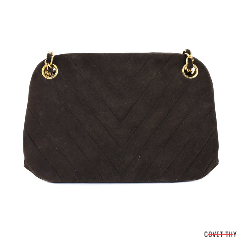 Chanel Vintage Black Suede Bag Leather Tassel & Chain Strap