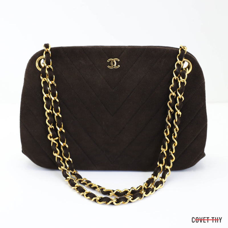 Black Chanel Leather Purse With Gold Chain 100% Authentic for