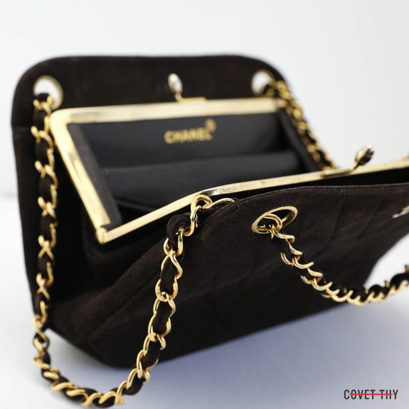Chanel Chevron CC Suede Handbag