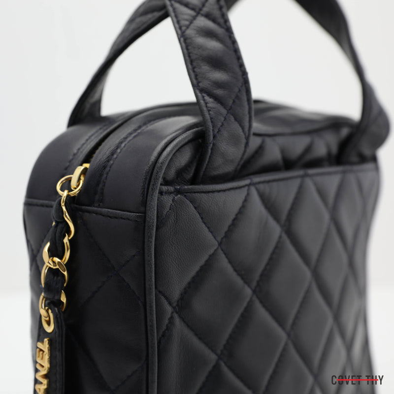 Chanel Navy Blue Quilted CC Handbag