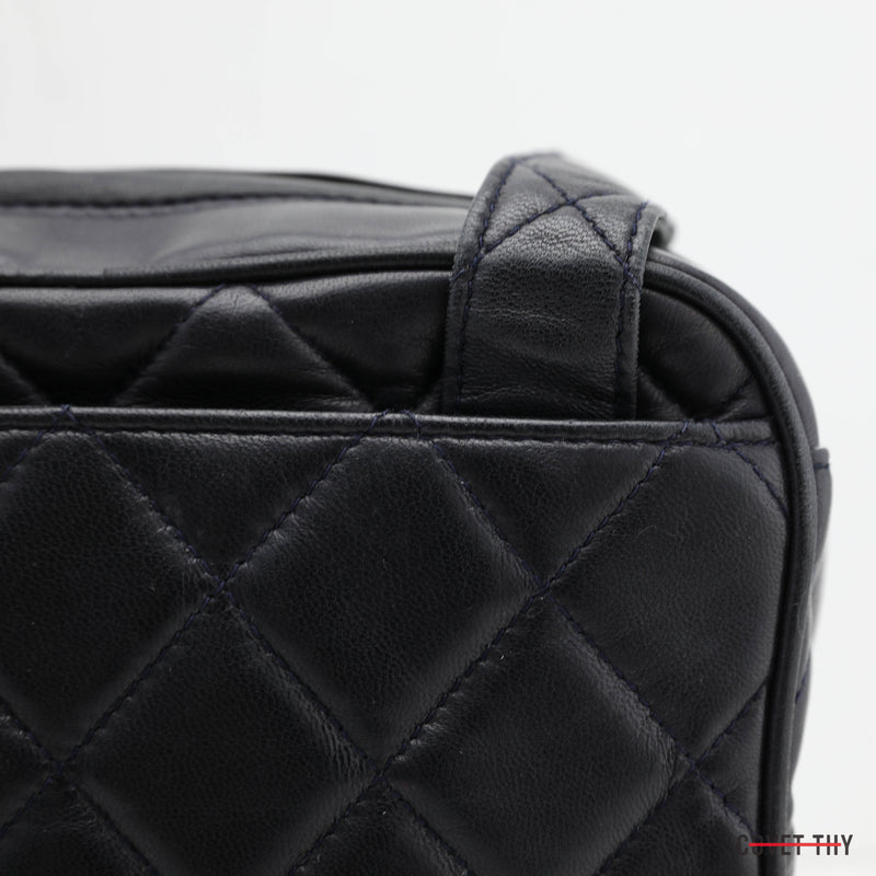 Chanel Navy Blue Quilted CC Handbag