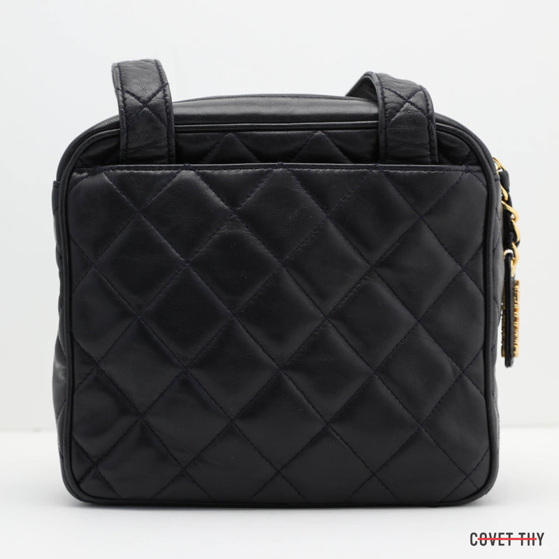 Chanel Navy Blue Quilted CC Handbag