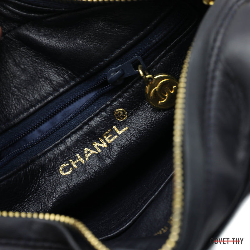 Chanel Navy Blue Quilted CC Handbag