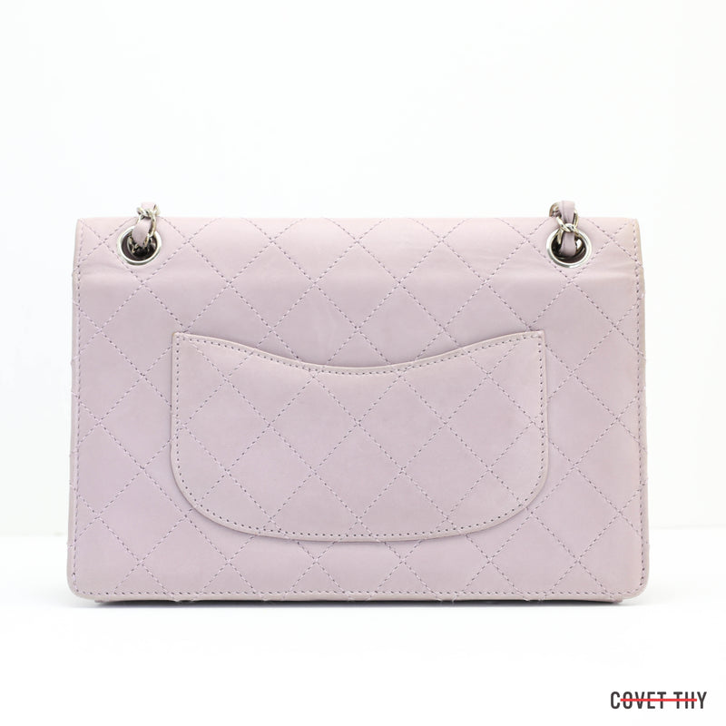 Chanel Quilted Flap Handbag with Silver Chain, Lilac Pastel