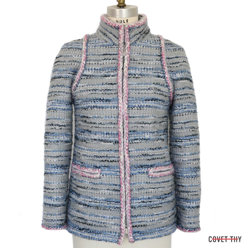 Chanel Blue/Pink Tweed Blazer, Size 36