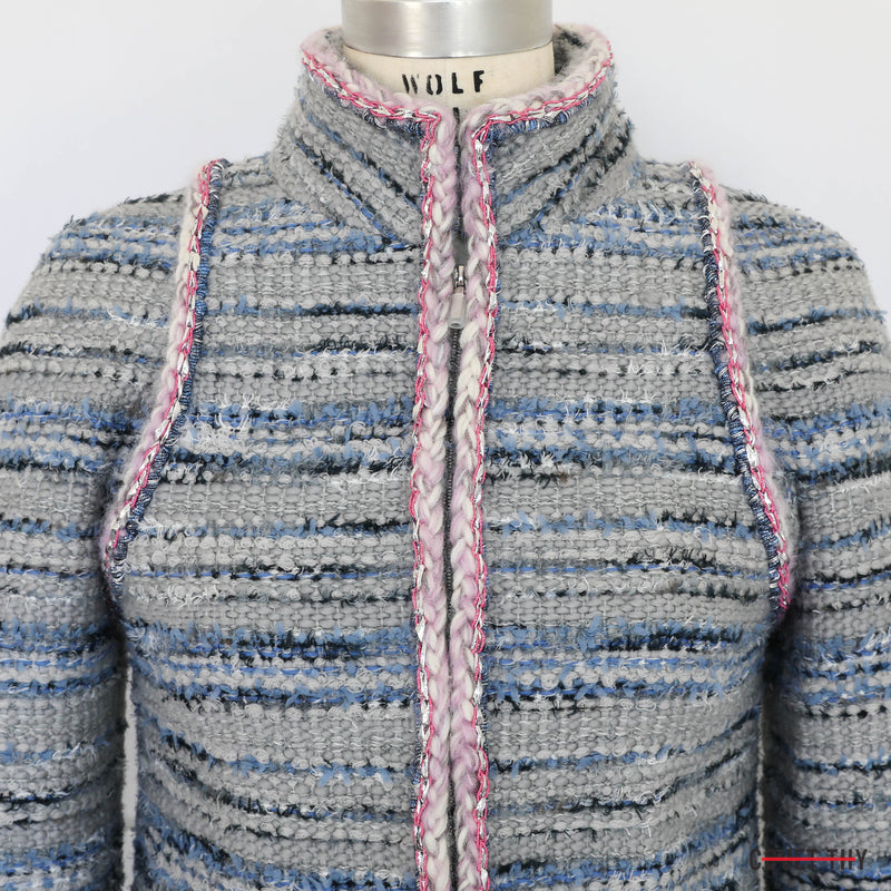 Chanel Womens Blue/Pink/Grey Fantasy Tweed Blazer, New w/ Tags, Size 36