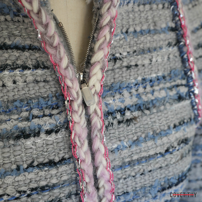 Chanel Womens Blue/Pink/Grey Fantasy Tweed Blazer, New w/ Tags, Size 36