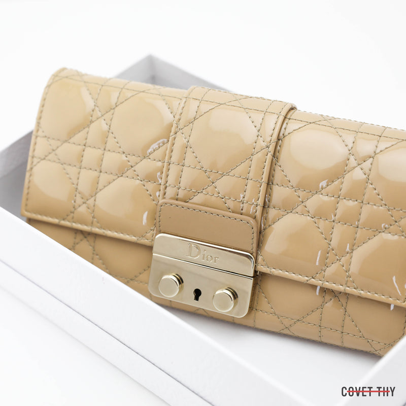 Dior Cannage Promenade Wallet on Chain, Nude/Tan Patten Leather