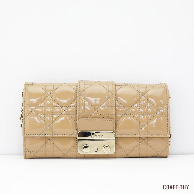 Dior Cannage Promenade Wallet on Chain, Nude/Tan Patten Leather